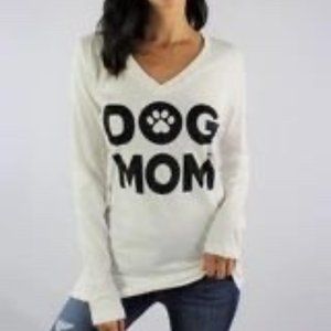 "Dog Mom" Women's Long Sleeve V Neck Tee